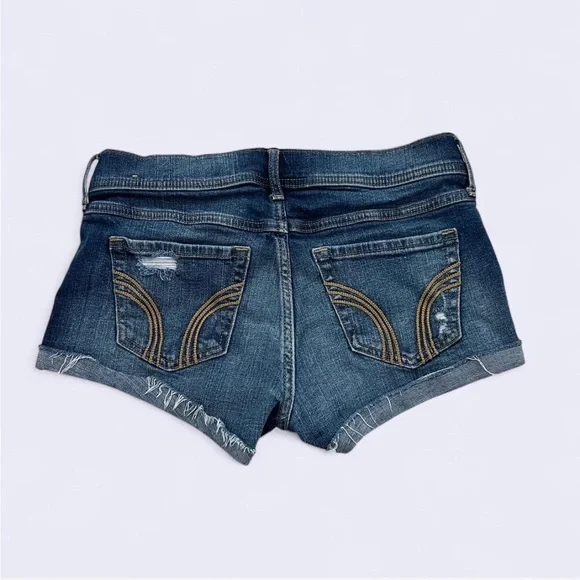 Hollister low rise distressed short shorts w folded hem - Picture 2 of 6